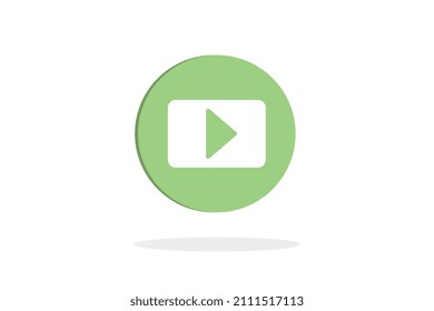 Icono para iniciar, reproducir, círculo verde con sombra sobre fondo blanco, vector.