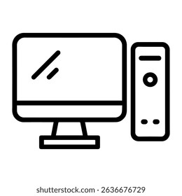 Icon stationary personal computer on white background vector
Vector line icon office, work