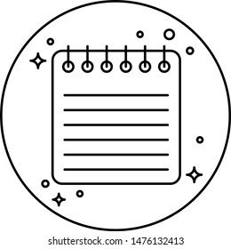 Icon stationery. Notebook inside the circle. Design for websites and various gadgets.