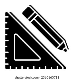 Icon of stationery, pencil with scale