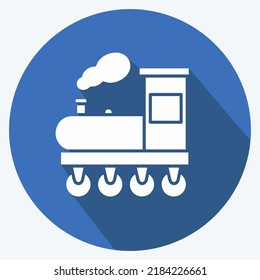 Icono Tren de vapor. adecuado para el símbolo educativo. estilo de sombra larga. diseño simple editable. vector de plantilla de diseño. ilustración simple