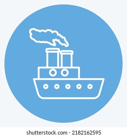 Icon Steamboat. suitable for Education symbol. blue eyes style. simple design editable. design template vector. simple illustration