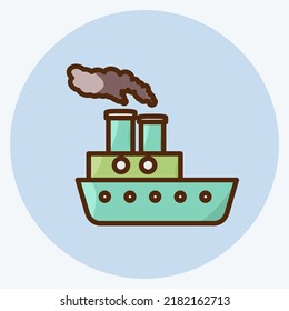 Icon Steamboat. suitable for Education symbol. flat style. simple design editable. design template vector. simple illustration