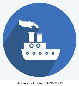 Icon Steamboat. suitable for Education symbol. long shadow style. simple design editable. design template vector. simple illustration