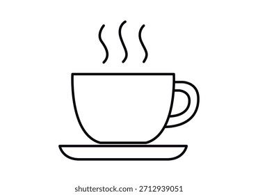 Icon of a steaming cup of coffee in outline