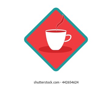 Icon with a steaming cup to symbolize section of tea, coffee and hot drinks in general.