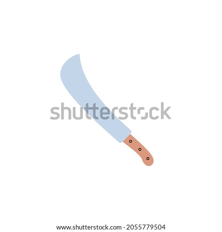 Icon of steel machete sword, flat vector illustration isolated on white background. Hatchet or machete handle ancient tool for woodcutting and cutting branches by hand.