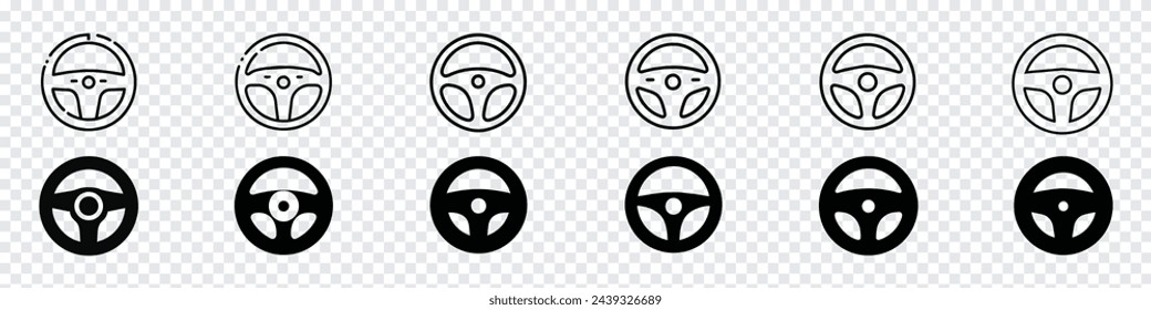 Icono del volante, Icono del vector de la rueda del coche, Icono del volante, Volantes de carreras, Volantes del coche del automóvil o icono del vector plano del volante del coche