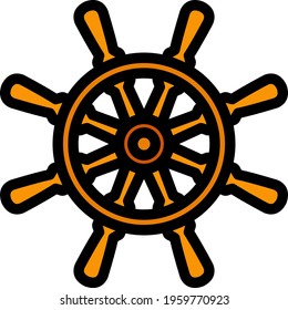 Icon Of Steering Wheel. Editable Bold Outline With Color Fill Design. Vector Illustration.