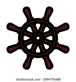 Icon Of Steering Wheel. Editable Bold Outline With Color Fill Design. Vector Illustration.