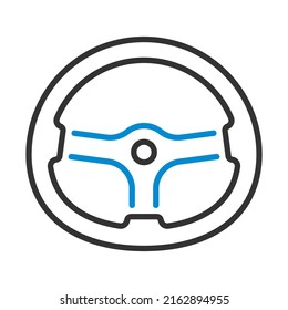 Icon Of Steering Wheel. Editable Bold Outline With Color Fill Design. Vector Illustration.
