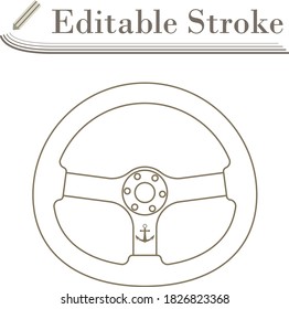 Icon Of Steering Wheel. Editable Stroke Simple Design. Vector Illustration.