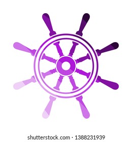 Icon Of Steering Wheel. Flat Color Ladder Design. Vector Illustration.