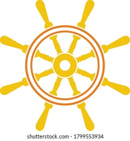 Icon Of Steering Wheel. Flat Color Design. Vector Illustration.