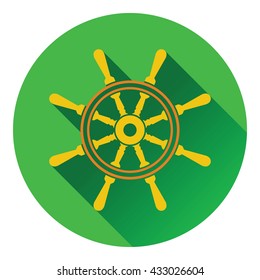 Icon of  steering wheel . Flat design. Vector illustration.