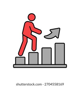 Symbol eine Treppe einzeln auf sauberem Hintergrund.