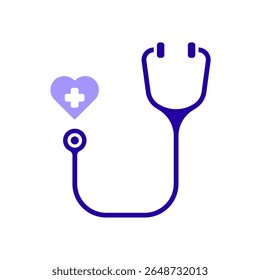 Icon a stethoscope, isolated against a clean background.