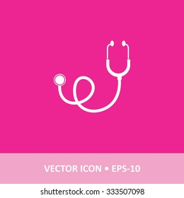 Icon of Stethoscope on Magenta Color Background. Eps-10.