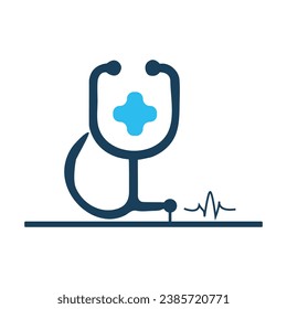 Icon of the stethoscope sign in flat design Vector artwork of a doctor in medicine on a white, isolated background The concept of a hospital business