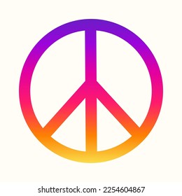 Icon, sticker in hippie style with rainbow gradient Peace sign