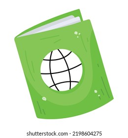 An icon sticker of passport, flat design 