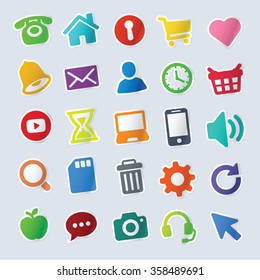 Icon Sticker Set for Poster, Web Site. Vector illustration.