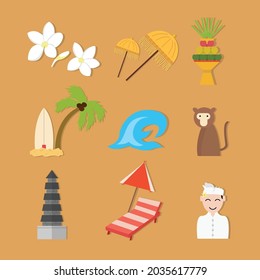 icon stickers from Bali that describe the characteristics of Bali