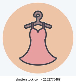 Icon Stitched Dress. suitable for Tailor symbol. color mate style. simple design editable. design template vector. simple symbol illustration