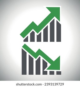 icon, stock, arrow, economic, market, up, growth, economy, rise, graph, increase, chart, profit, grow, bar, business, money, diagram, success, positive, statistics, analysis, future, goal, Finance