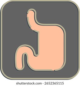 Icon stomach. Medical elements. Icon in embossed style.