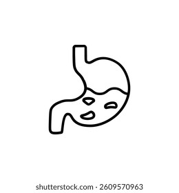Icon of a stomach, representing digestion, health, and well-being in a clean, simple design.