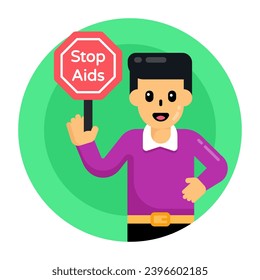 An icon of stop aids protest in editable flat design 