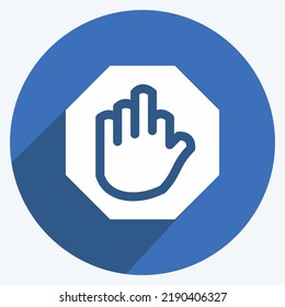 Icon Stop Hand. suitable for building symbol. long shadow style. simple design editable. design template vector. simple illustration