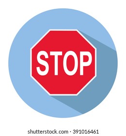 Icon of a STOP sign in flat style. Vector illustration.