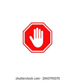 Icon with stop vector sign for web design. Attention sign. Warning icon. Message symbol.