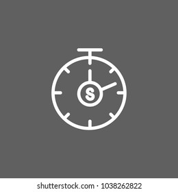 Icon of stop watch with s in center. Start, second, speed. Time concept. Can be used for topics like sport, time management, business.