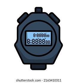 Icon Of Stopwatch. Editable Bold Outline With Color Fill Design. Vector Illustration.