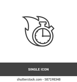 Icon stopwatch fire Single icon graphic Design