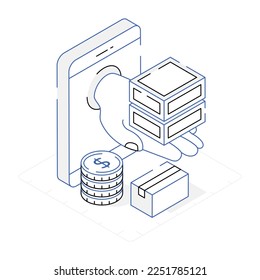 An icon of storage racks isometric design 