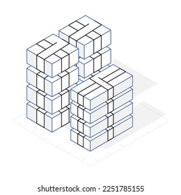Un icono de racks de almacenamiento de diseño isométrico 
