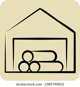Icon Store House. related to Carpentry symbol. hand drawn style. simple design editable. simple illustration