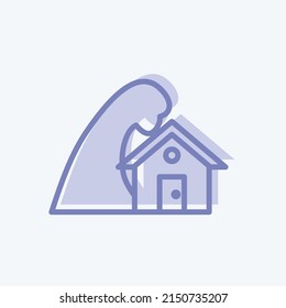 Icon Storm Hitting House. suitable for disasters symbol. two tone style. simple design editable. design template vector. simple symbol illustration