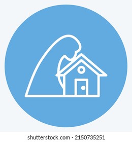 Icon Storm Hitting House. suitable for disasters symbol. blue eyes style. simple design editable. design template vector. simple symbol illustration