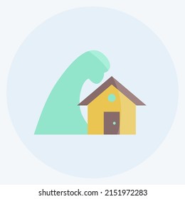 Icon Storm Hitting House. suitable for disasters symbol. flat style. simple design editable. design template vector. simple symbol illustration