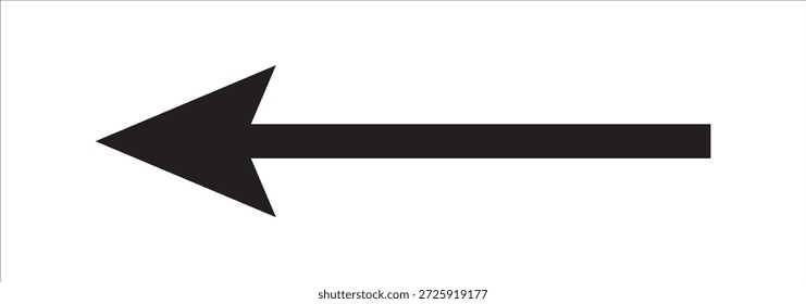 Icono de una flecha puntiaguda recta. Flecha que indica la dirección hacia la izquierda aislada en el fondo blanco.