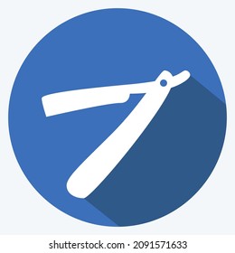 Icon Straight Razor - Long Shadow Style - Simple illustration,Editable stroke,Design template vector, Good for prints, posters, advertisements, announcements, info graphics, etc.