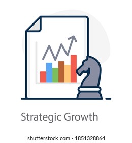 Icono de crecimiento estratégico en estilo editable plano 