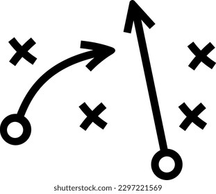 Icon of strategy arrows and crosses as a tactic concept