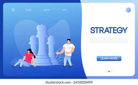 Icon with strategy people. Smartphone vector icon. Vector outline illustration