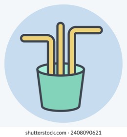 Icon Straw. related to Plastic Pollution symbol. color mate style. simple design editable. simple illustration